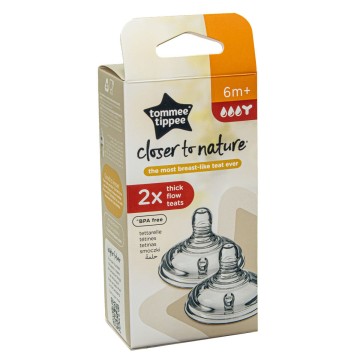 Tommee Tippee Θηλές σιλικόνης Closer to Nature για παχύρευστες τροφές 6m+