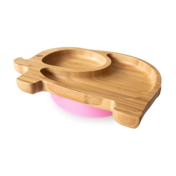 Eco Rascals Bamboo Suction Plate Elephant Pink