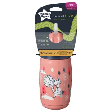 Tommee Tippee Tasse isotherme avec paille rose 266ml 12m+