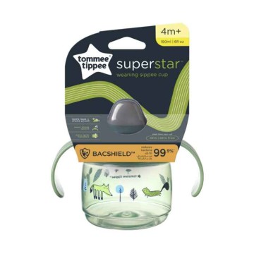 Tommee Tippee Gobelet d'entraînement avec bec en silicone souple vert 190ml 4 mois+