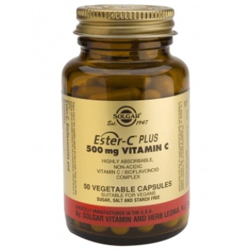 Solgar Ester-C® 500mg Vitamine C et Bioflavonoïdes, 50 Veget. Casquettes