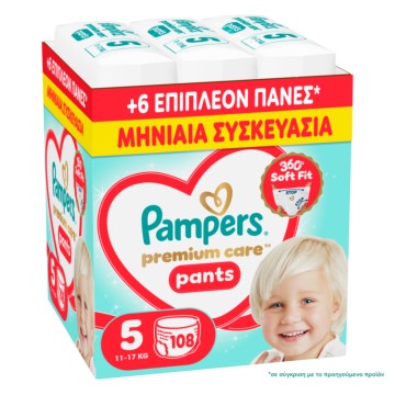 Pampers Premium Care Pants Πάνα-Βρακάκι No5 (11kg-17kg), 108 τεμάχια