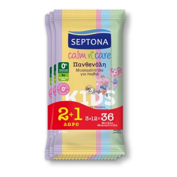 Septona Calm n Care Бебешки кърпички за деца с пантенол 3х12 бр