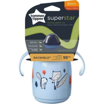 Tommee Tippee Gobelet d'entraînement avec bec en silicone souple bleu 300ml 6 mois+