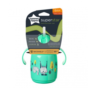 Tommee Tippee Trainingsbecher mit Griffen und Strohhalm mit Gewicht 300 ml, ab 6 Monaten