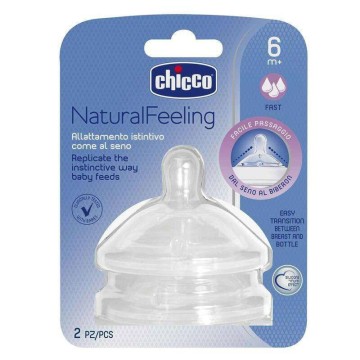Chicco Natural Feeling Θηλή Σιλικόνης Γρήγορη Ροή 6m+, 2 τεμάχια Chicco Natural Feeling Θηλή Σιλικόνης Γρήγορη Ροή 6m+, 2 τεμάχια