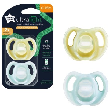 Tommee Tippee Silicone Pacifiers Ultra light 6-18m (2pcs)