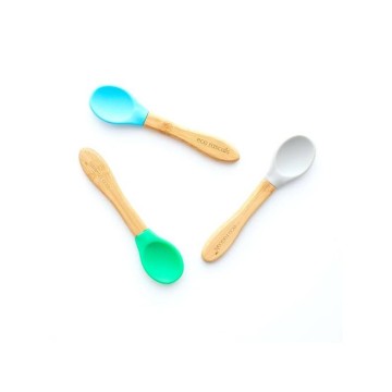 Eco Rascals Bamboo Spoons Grey, Blue, Green 3 pieces