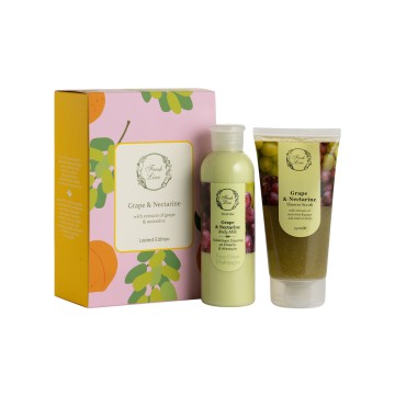 Fresh Line Set Grape & Nectarine with Shower Scrub, 150ml & Body Mi...