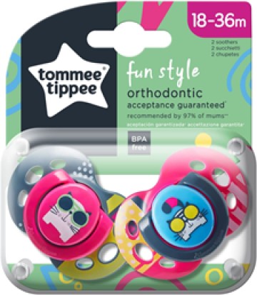 Tommee Tippee FUN silicone pacifiers for girls 18-36m (2pcs)