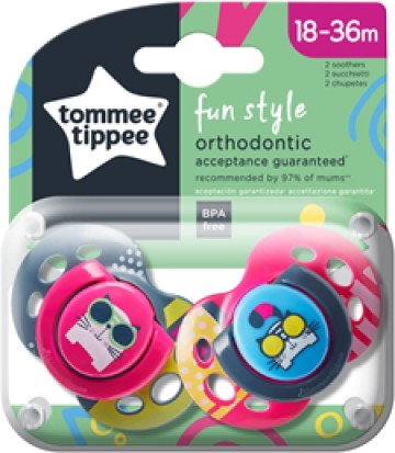 Tommee Tippee FUN Silikon-Schnuller für Mädchen 18-36 Monate (2 Stück)