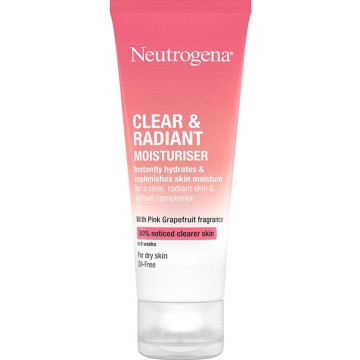 Neutrogena Clear & Radiant Moisturiser Face Cream with Pink Grapefruit Fragnace for Dry Skin 50ml