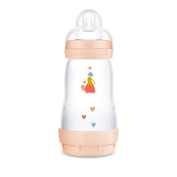 Пластиковая детская бутылочка Mam Easy Start с антиколиками и силиконовой соской для детей от 2 месяцев, оранжевая, 260 мл