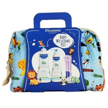 Mustela Promo Baby Welcome Kit Очищающий гель 500 мл, лосьон для тела 300 мл и защитный крем 100 мл