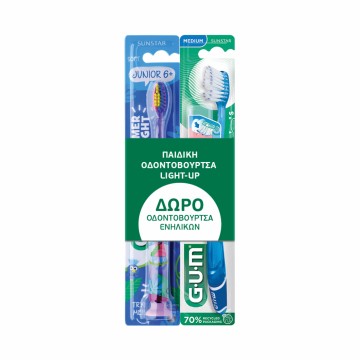 Gum Promo 903 Light Up Junior Οδοντόβουρτσα 6y+ 1τμχ & ΔΩΡΟ 528 Tec...