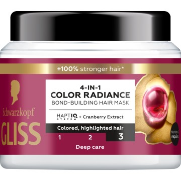 Gliss 4-in-1 Color Radiance Bond-Building Hair Mask, 400ml