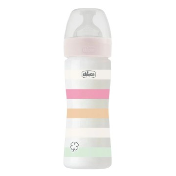 Chicco Well Being Μπιμπερό Πλαστικό Λευκό με Ριγές 2m+, 250ml