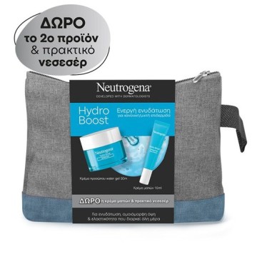 Neutrogena Promo Hydro Boost Крем для лица с водным гелем 50 мл и пробуждающий крем для глаз 15 мл и туалетные принадлежности