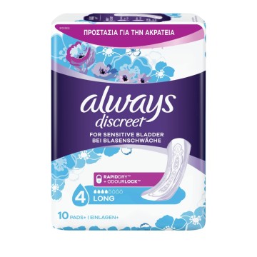 Always Discreet Plus Long Σερβιέτες για την Ακράτεια 10τμχ Always Discreet Plus Long Σερβιέτες για την Ακράτεια 10τμχ
