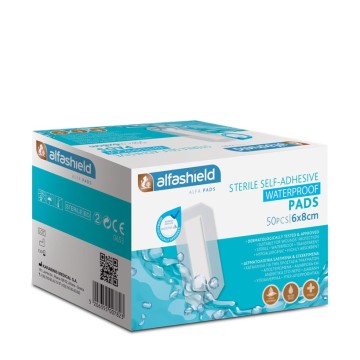 Alfashield Tamponi Impermeabili Autoadesivi Sterili 6x8cm Tamponi Impermeabili Autoadesivi Sterili 50pz