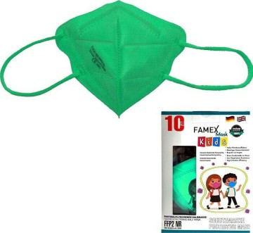 Famex Mask Kids Детски защитни маски FFP2 NR Light Green Light 10 броя