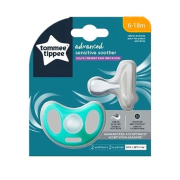 Tommee Tippee Silicone Pacifiers SENSITIVE 6-18m (2pcs)
