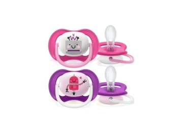 Philips Avent Ultra Air Happy Ορθοδοντική Πιπίλα Σιλικόνης Ροζ/Μωβ ...