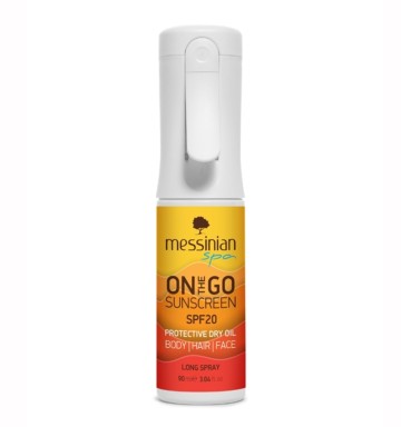 Messinian Spa On The Go Sunscreen Spray SPF20 Protective Dry Oil, 90ml