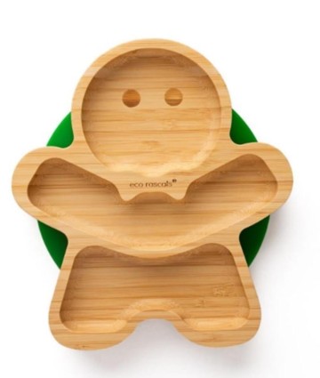 Eco Rascals Παιδικό Πιάτο Bamboo με Χωρίσματα και Σιλικόνη Cookie 6m+
