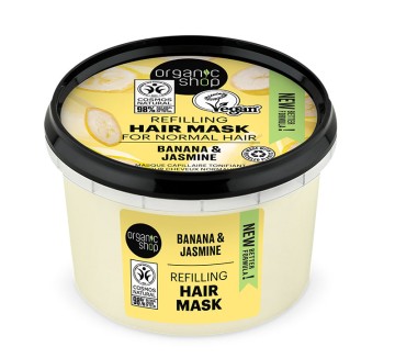 Natura Siberica-Organic Shop Μάσκα Μαλλιών για Γρήγορο Όγκο, Γιασεμί & Μπανάνα 250ml