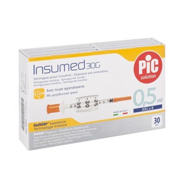 Pic Solution Insulin Syringe Insumed 0.5ml 30Gx8mm 30 قطعة