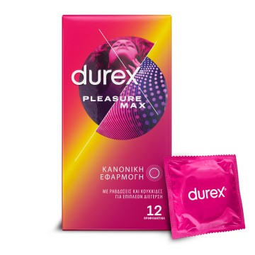 Durex Pleasuremax, Προφυλακτικά Με Κουκιδες και Ραβδώσεις 12τμχ