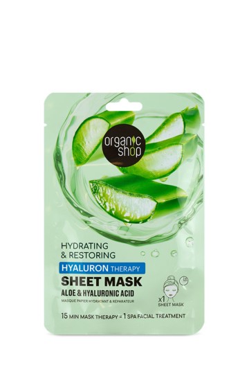 Organic Shop Masque en tissu hydratant et réparateur à l'aloe vera et à l'acide hyaluronique 1 pièce