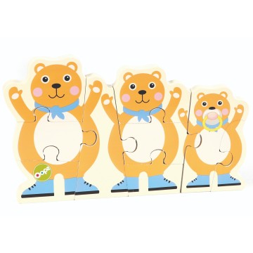 Oops Developmental Wooden Puzzle 2 in 1 Teddy Bear 18m+