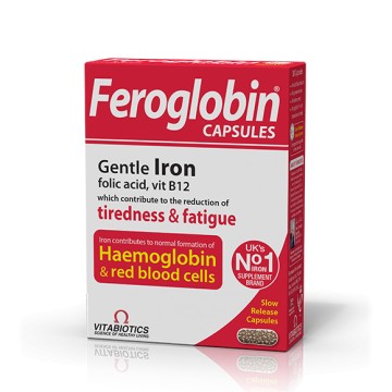 Feroglobin Slow Release, добавка железа, 30 капсул