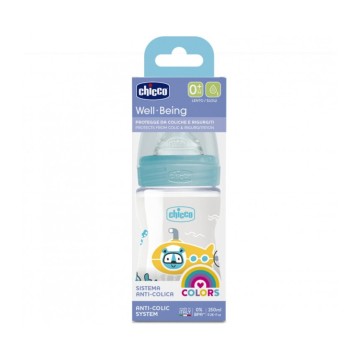 Chicco Well Being Anti-Colic System Πλαστικό Μπιμπερό με Θηλή Σιλικόνης Σιελ 0m+ 150ml