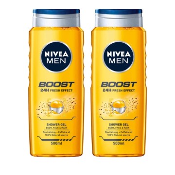 Nivea Men Promo Boost 24h Fresh Effect Shower Gel للشعر والوجه والجسم 2x500ml