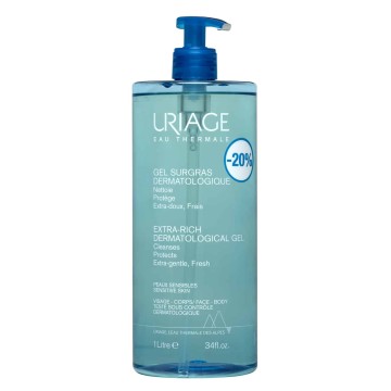 Uriage Gel Surgras Dermatologique, Почистващ гел за чувствителна кожа на лицето/тялото 1л