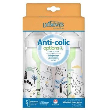Dr. Browns Natural Flow Anti-Colic Baby Bottle Options+ Wide Neck 0m+ Δεινόσαυροι 2x270ml