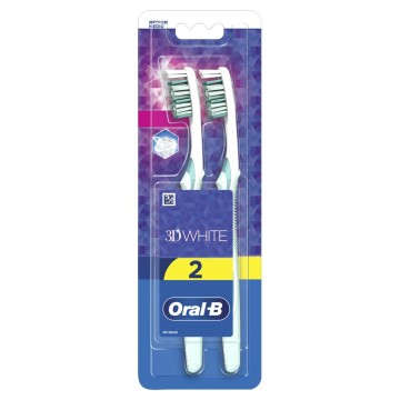أورال-بي 3 دي وايت فرشاة أسنان متوسطة 2 قطعة