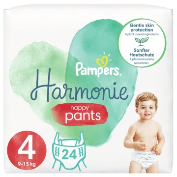 Pantaloni per pannolini Pampers Harmonie No4 (9-15 kg) 24 pezzi