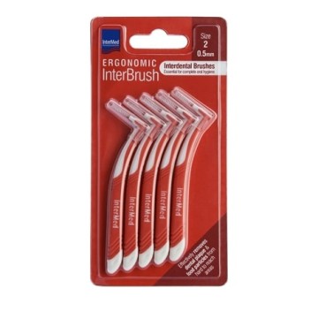 Intermed Ergonomic Interdental Brushes with Handle 0.5mm Red 4pcs