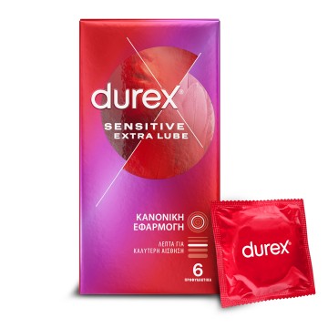 Durex Sensitive Extra Lube Προφυλακτικά με Κανονική Εφαρμογή 6τμχ