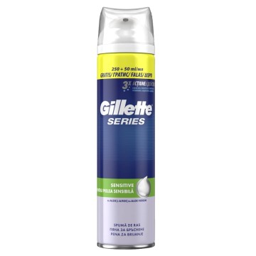 Gillette Series Sensitive Cool Shaving Gel Menthol Composition, Convient aux peaux sensibles 200 ml et CADEAU 50 ml