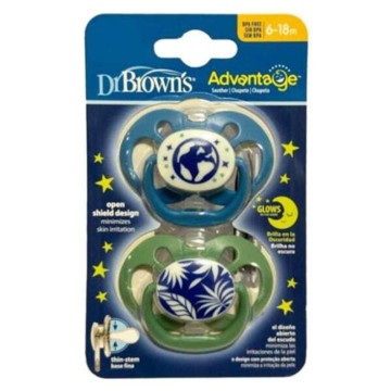 Dr. Browns Πιπίλες Σιλικόνης για 6-18 μηνών Advantage Νυκτός Αστρον...