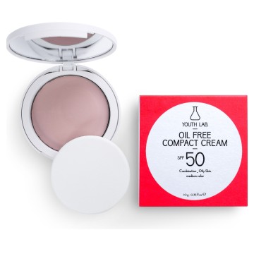 Youth Lab Oil Free Compact Cream Spf 50 Combination Oily Skin, Medium Color, Αντιηλιακή Compact & Bronze, Ματ Τελείωμα 10gr