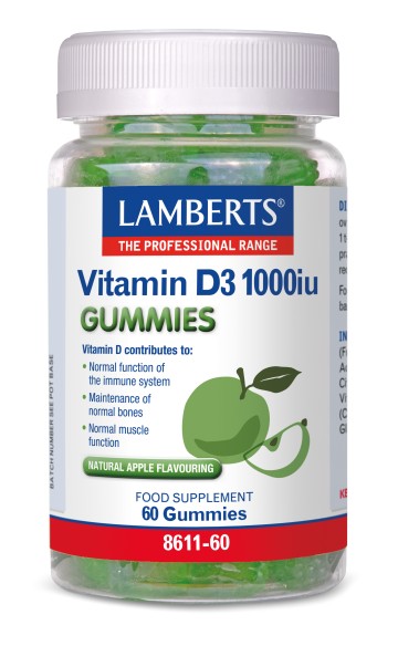Lamberts Vitamin D3 1000iu Gummies με Φυσική Γεύση Μήλου, 60 Gummies Lamberts Vitamin D3 1000iu Gummies με Φυσική Γεύση Μήλου, 60 Gummies