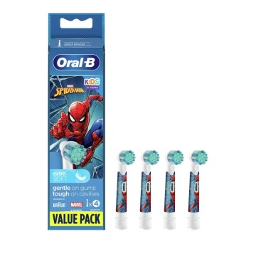 Oral B Pièces Détachées Enfants Spiderman 3+ Ans Extra Soft 4 pièces