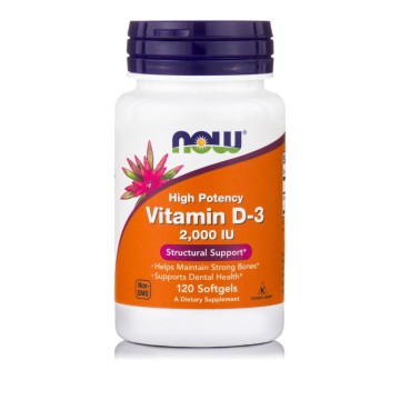 Now Foods Vitamine D3 haute puissance 2.000 120 UI, XNUMX gélules