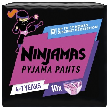 Pampers Ninjamas Ragazza Pigiama Pantaloni Pannolini Pantaloni per 17-30 kg 4-7 anni 10 pezzi